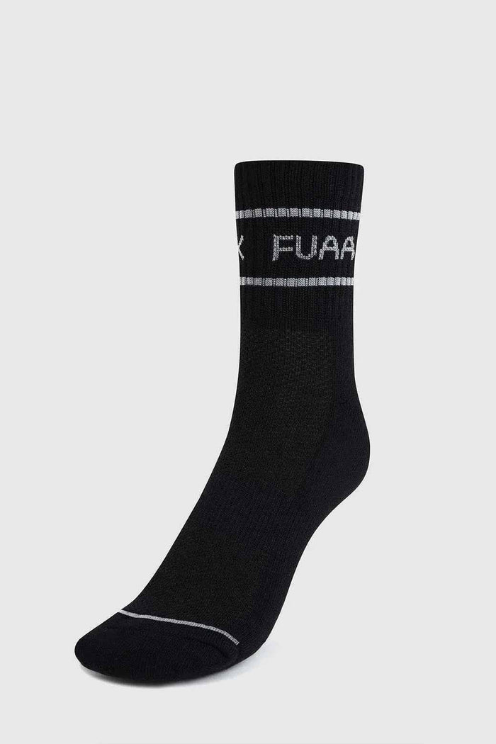 Black and white Legacy Quarter Socks by Fuaark Nz featuring a classic design and comfortable fit.