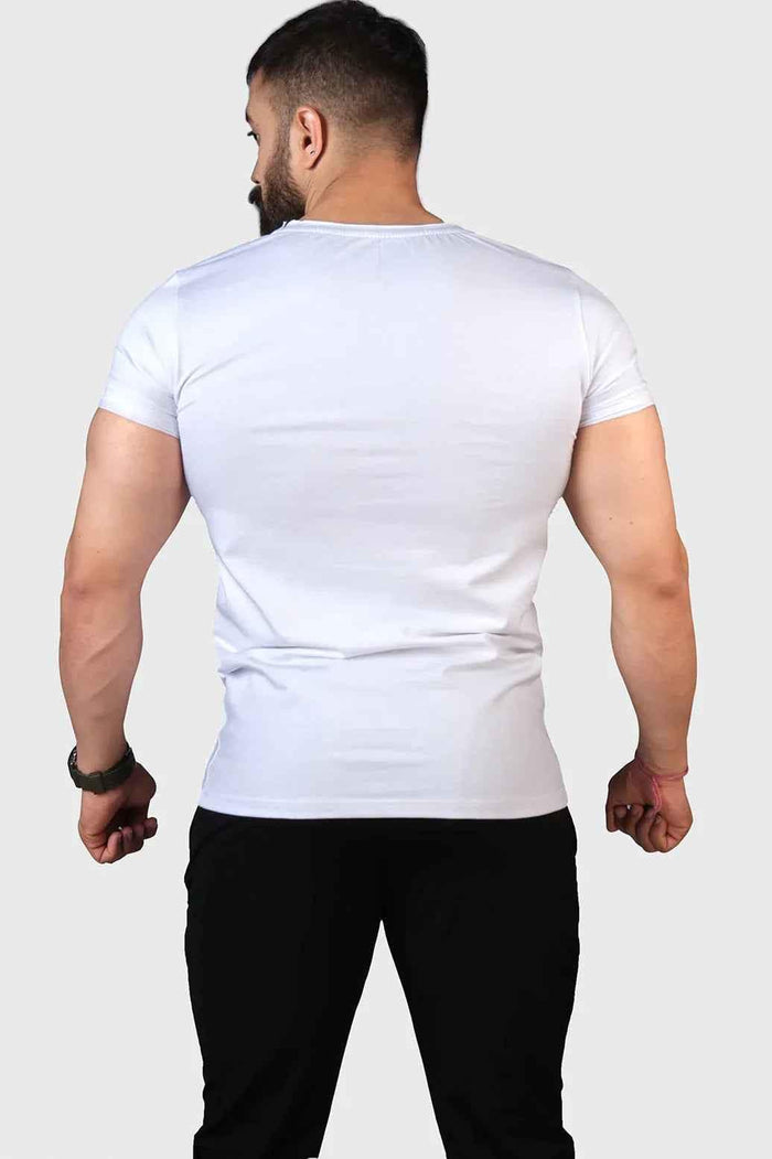 White Fuaark Nz Legacy Scoop Neck T-shirt laid flat showing front view, soft cotton fabric, and simple style.