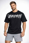 Black Levitate oversized T-shirt by Fuaark Nz, featuring a relaxed fit and bold graphic design.