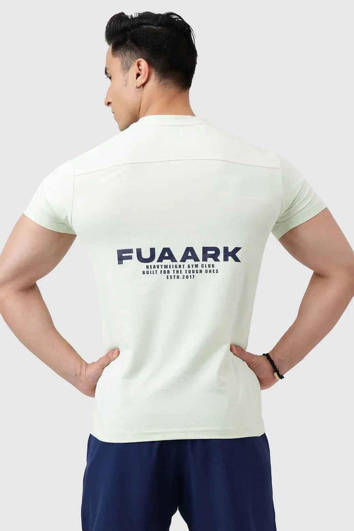 Light green Pulse T-shirt by Fuaark Nz, trendy and comfortable casual tee with a relaxed fit on a plain background.