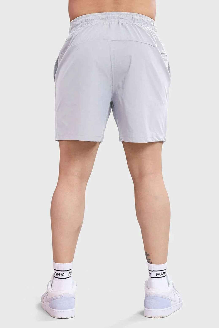 Light grey thread shorts from Fuaark Nz, designed for active lifestyles, featuring a comfortable fit and stylish casual wear.
