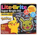 Lite-Brite Pokémon packaging featuring a yellow Pikachu and a glowing peg-art design of his face on a black grid.