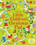Bright green activity pad cover with festive elves, snowflakes, and ornaments. Includes 50 tear-off sheets.