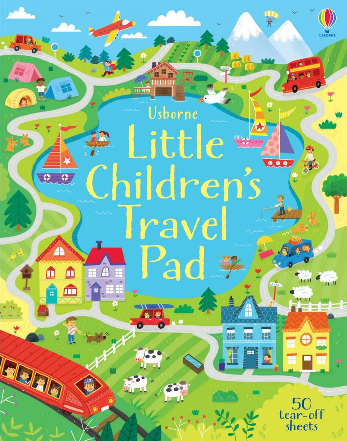 Brightly illustrated cover featuring a cartoon map of a countryside with a lake, red train, mountains, and houses.
