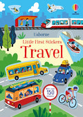 Brightly illustrated cover with cartoon vehicles, a train, and a boat. A red badge says With over 150 stickers.