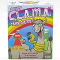 Box for Don't L.L.A.M.A. card game featuring a goofy llama with a yellow scarf against a vibrant rainbow background.