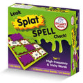 Green and purple word game box with splat-shaped pieces covering cards on a board. Includes 216 high-frequency words.