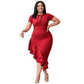Red casual chic dress by Stylish 3Sixty5 with a lotus leaf tie, featuring a stylish and comfortable design for everyday wear.