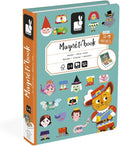 Teal book-shaped box with orange spine, featuring fairy tale character icons and a large Puss in Boots illustration.