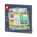 Colorful magnetic board in a box featuring magnets for tracking dates, days of the week, weather, and moods.