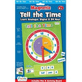Educational clock set in blue packaging featuring a green magnetic board with a colorful clock face and time tiles.