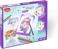 Purple Maped Creativ box for a manga drawing kit with light-up tablet, anime character templates, and colored pencils.