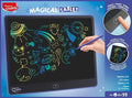 Purple LCD tablet with colorful neon doodles, a stylus, and a delete button shown on starry blue retail packaging.