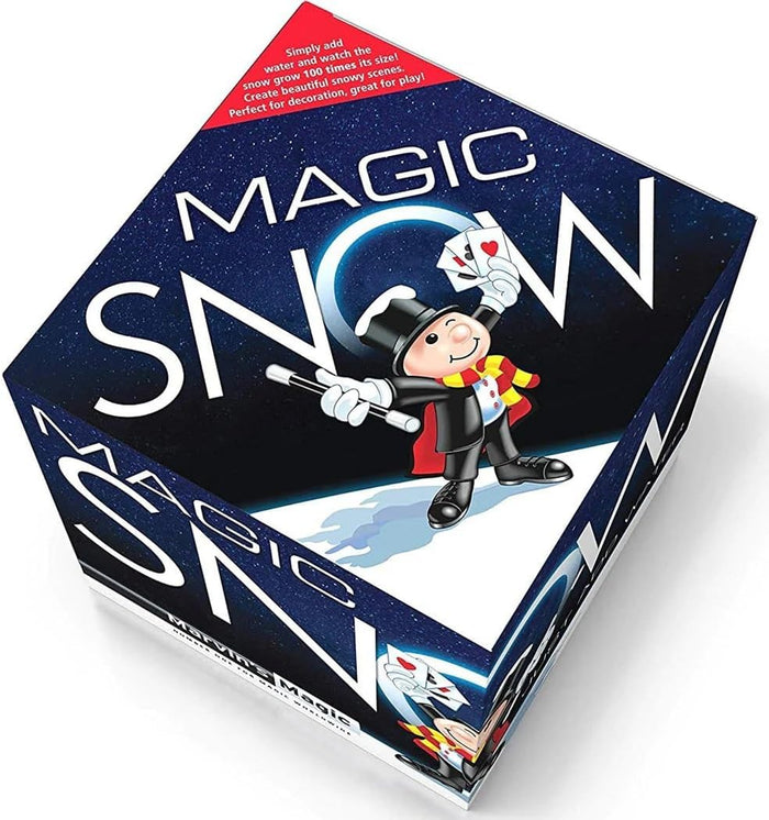 Blue Magic Snow box featuring a cartoon magician holding cards and a wand against a starry night background.
