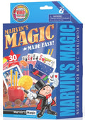 Blue box featuring a cartoon magician, playing cards, and magic props. Text reads Marvin's Magic Made Easy, 30 Tricks.