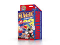 Blue and red box for 30 magic tricks featuring a cartoon magician with a wand, playing cards, dice, and cups.