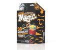 Black rectangular magic kit box with orange and yellow text, featuring mind-reading props and a magician's portrait.