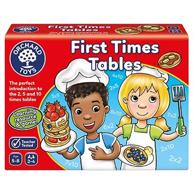 Red game box showing cartoon chefs holding plates of pancakes and fruit amidst multiplication equations.