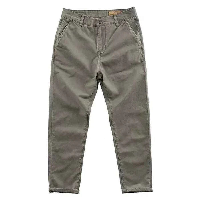 Men's casual loose fit cotton cargo pants by Mead's Supply & Equipment, heavy-duty work pants in khaki for spring and autumn.