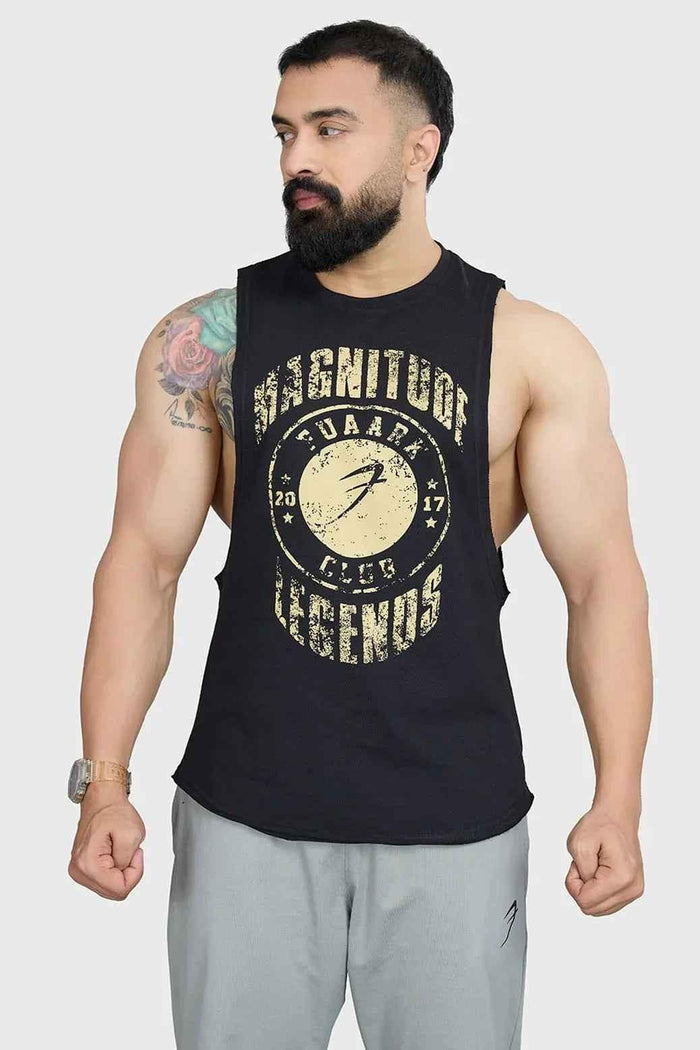 Men's deep arm tank top by Fuaark Nz, designed for athletic performance, with a fitted sleeveless style and breathable fabric.