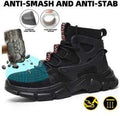 Men's black high-top safety shoes with steel toe and ankle support, durable work boots from Mead's Supply & Equipment Outfitters.