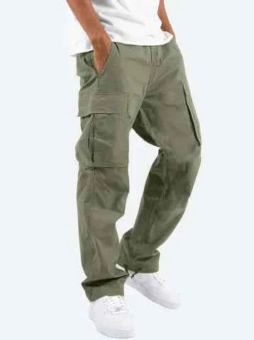 Men's army green Cannonball cargo pants by Mead's Supply & Equipment Outfitters, cotton tactical pants with multiple pockets for outdoor wear.