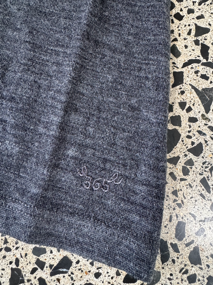 Men's OG Long Sleeve shirt by Merino 365 NZ, made of 100% Merino wool, in slate grey, shown on a model.