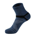 Light gray men's outdoor sports socks by Mead's Supply & Equipment Outfitters, durable 75% cotton crew socks for hiking and basketball.