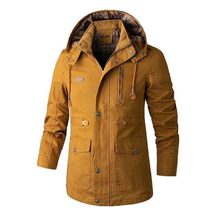Men's black plus size hooded windbreaker jacket by Mead's Supply & Equipment Outfitters, lightweight outdoor wind jacket, extended sizes.
