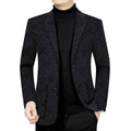 Men's black and gray tailored fit overcoat by Stylish 3Sixty5, featuring a sleek, sophisticated design for formal wear.