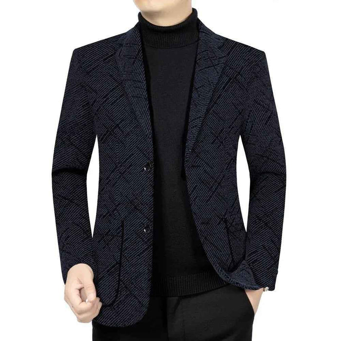 Black and gray men's tailored fit overcoat by Stylish 3Sixty5, featuring a sleek, premium design and structured silhouette.
