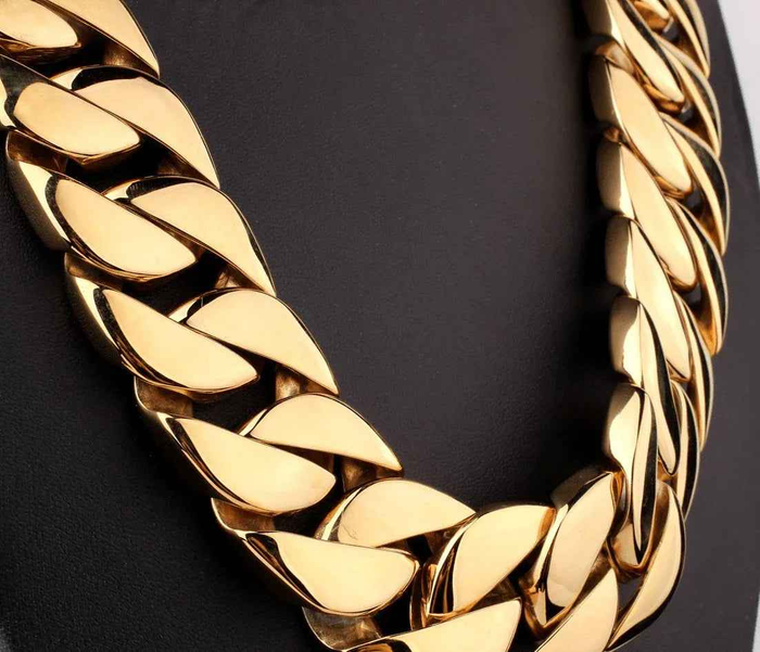 Men's titanium necklace from Stylish 3Sixty5 featuring a sleek modern gold design, showcasing contemporary jewelry for men.