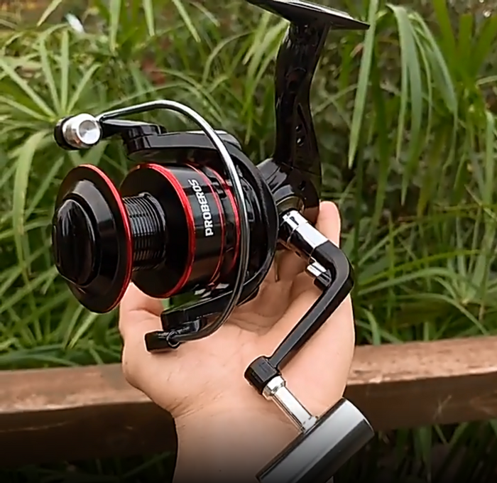 Dealonlinenz metal spinning fishing reel with 5.2:1 gear ratio, 12 ball bearings, and adjustable left/right retrieve.