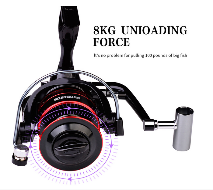 Dealonlinenz metal spinning fishing reel with 5.2:1 gear ratio, 12 ball bearings, adjustable left/right retrieve, black finish.