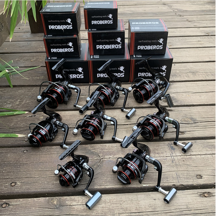 Dealonlinenz metal spinning fishing reel with 5.2:1 gear ratio, 12 ball bearings, suitable for left or right retrieve, black finish
