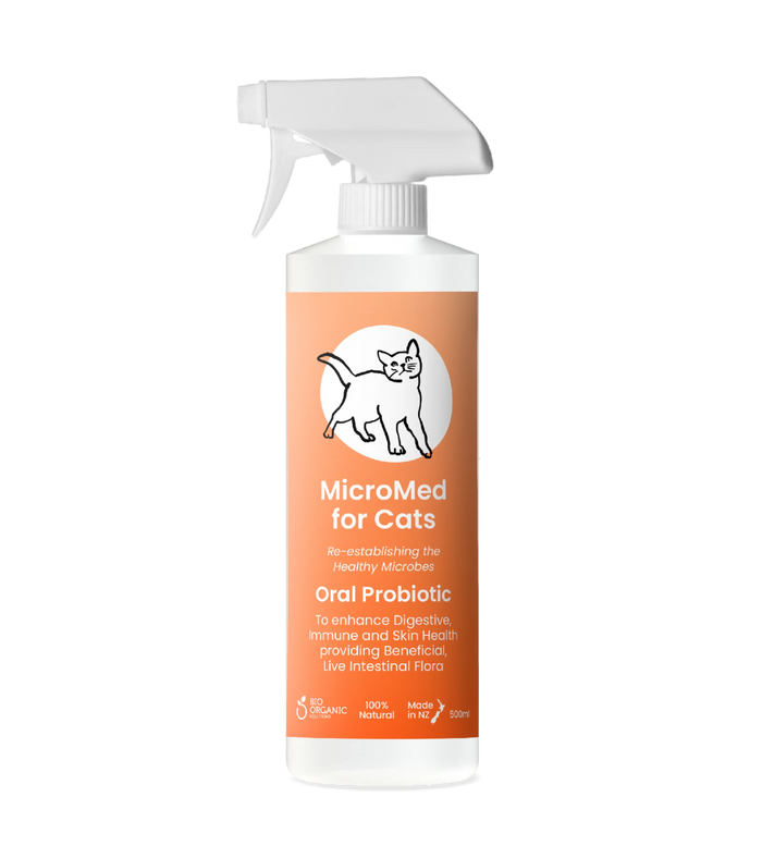 MicroMed for Cats Everyday Care bottle, 500ml, for ongoing feline health and wellness, featuring the MicroMed brand label.