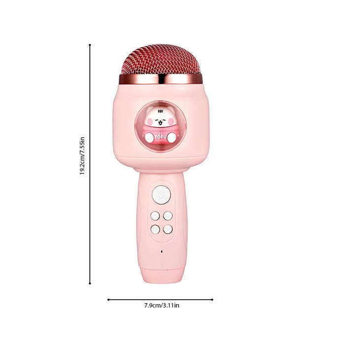 Wireless Bluetooth microphone for singing, rechargeable karaoke mic from dealonline.co.nz, with a sleek black design and easy-to-hold shape.