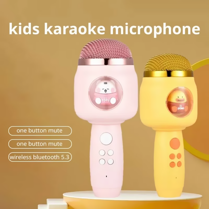 Wireless Bluetooth microphone for singing, rechargeable karaoke microphone with dealonline.co.nz branding, ideal for singing and parties.