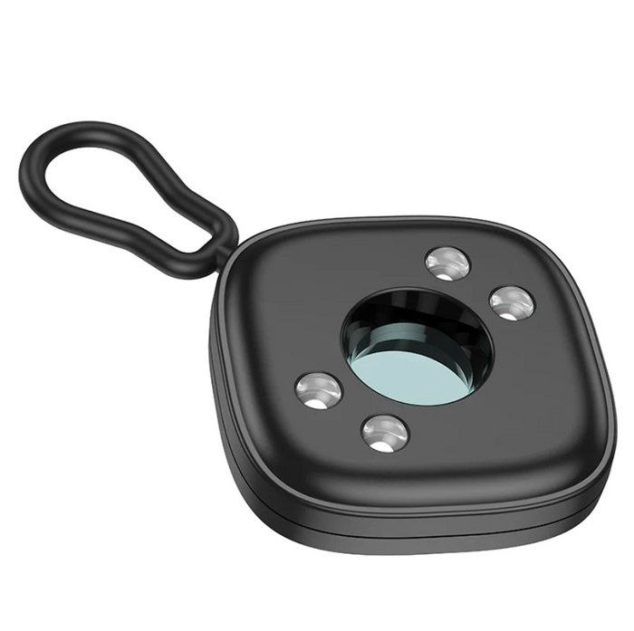 Techplus Mini Portable Hidden Camera Detector with infrared finder in black, compact design for covert surveillance detection.