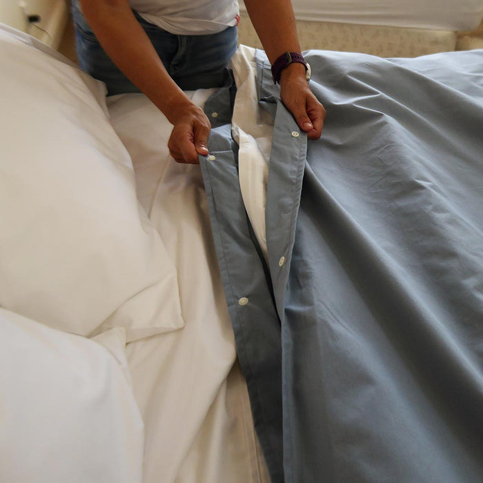 MiteGuard cotton duvet cover in neutral color, soft and comfortable bedding with a smooth, woven texture for a cozy bedroom look