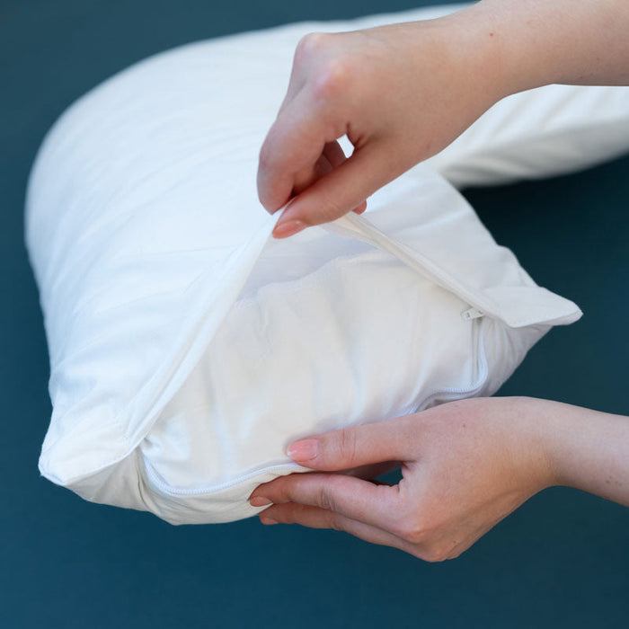 MiteGuard Tri-Pillow Cover with large protective zip flap, designed for pillows and pillow covers, in a neutral fabric.