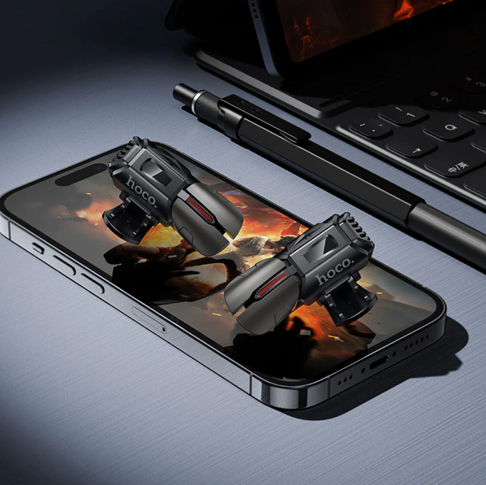 Techplus Mobile Gaming Trigger Buttons 4 Finger Controller for enhanced gameplay on smartphones, shown in the image.