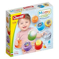Momy Soft Sensory Blocks packaging showing a baby and 8 colorful, round, textured toys in various bright colors.