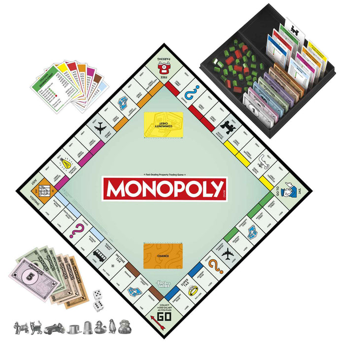 Monopoly Irish Edition board game with Irish street names, play money, silver tokens, houses, and property cards.