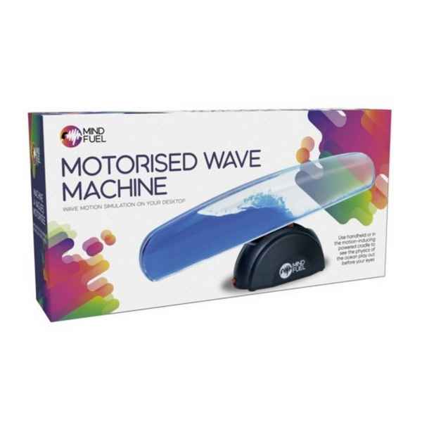 Mind Fuel Wave Machine box with colorful graphics showing a blue liquid wave in a clear tube on a black motorized base.