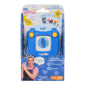 Ms. Rachel blue handheld flashcard reader toy with yellow buttons and a ball card in colorful retail packaging.