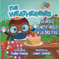 na Weatherbies book cover featuring a goggled character, a strawberry birthday cake, and gifts in a sunny park.