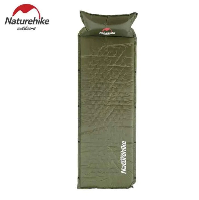 Green Naturehike NH Wide and Thick Connectable Air Mattress for camping, inflatable camping pad 1800x600x25mm, by Mead's Supply.