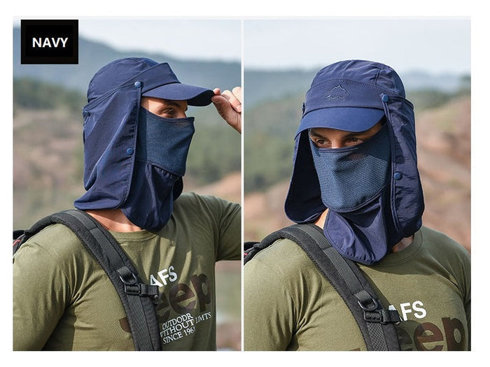 Navy wide brim bucket hat by dealonlinenz, outdoor fishing and hiking cap with UV protection, perfect for sun protection.