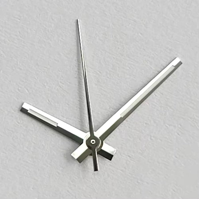 Silver NH35 replacement watch hand set, watch tools by That Watch Shop, for repairing or customizing wristwatch dials and movements.
